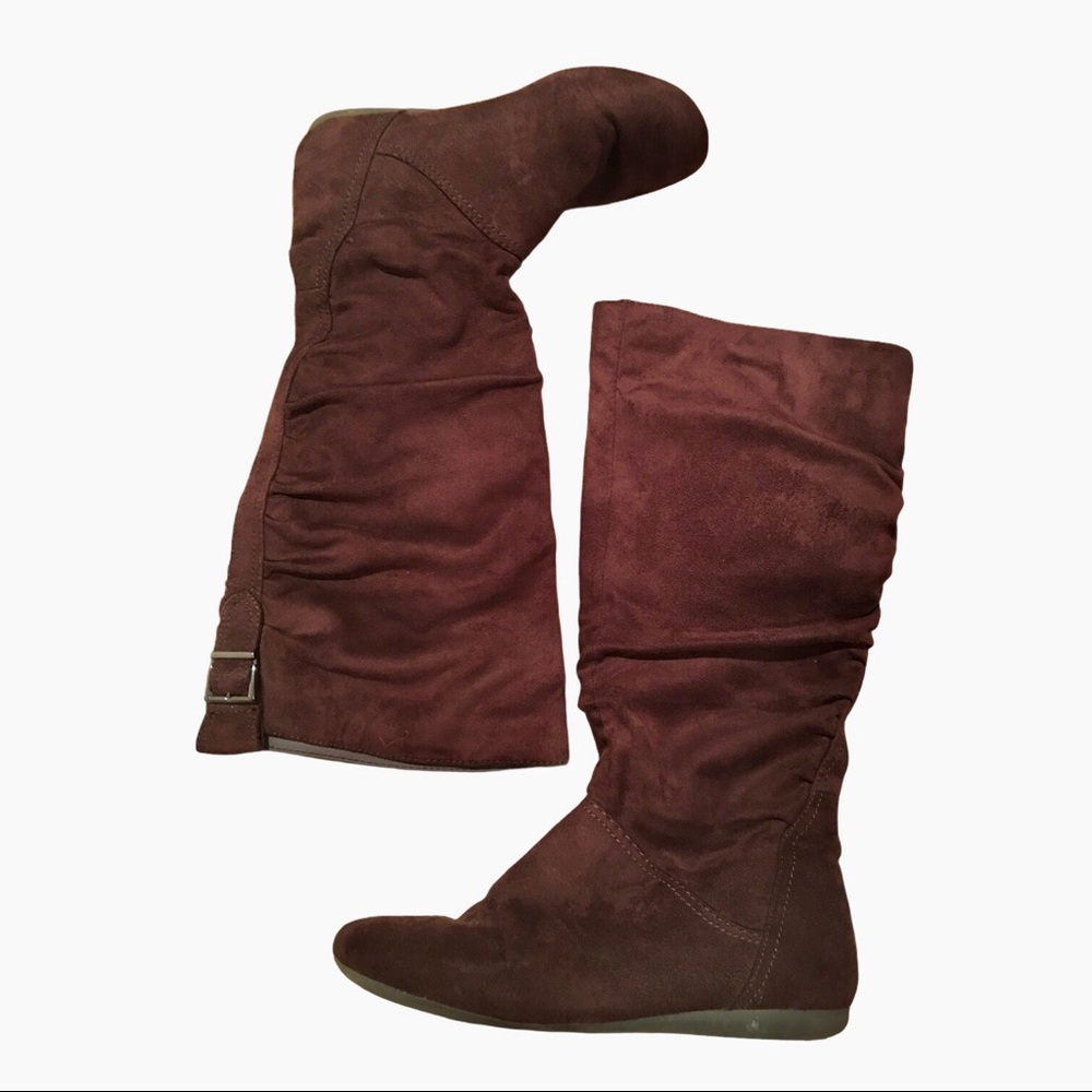 Brown Suede Flat Boots